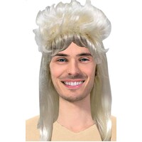 Mullet Wig 80s Fancy Dress Mens Party Costume Rock Bogan Punk 70s 90s - Blonde thumbnail