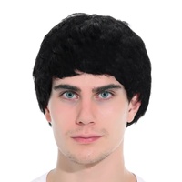 Mens Short Party Wig Costume Party Dress Up Fancy Classic Style - Black thumbnail