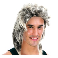 Mullet Wig 80s Party Costume Rock Bogan Punk 70s 90s Hair - Ash Blonde Grey thumbnail