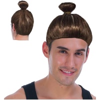 Hipster Trendy Hairstyle Adult Man Bun Wig Costume Hair - Brown thumbnail