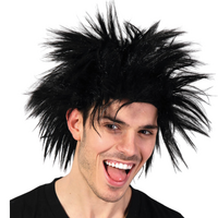 ROCKSTAR WIG Punk Costume Party Fancy Spiky Hair Disco Dress 70s 80s Rock thumbnail