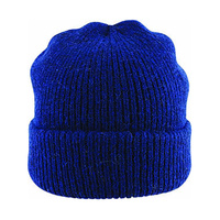 Mens Shetland Ragg Wool Beanie Hat Fishermans Rib Winter Knit Ski Pull On  - Navy thumbnail