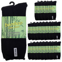 24 Pairs PREMIUM BAMBOO SOCKS Mens Heavy Duty Thick Work Socks Cushion BULK  - Black - 11-14 thumbnail