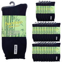 24 Pairs PREMIUM BAMBOO SOCKS Mens Heavy Duty Thick Work Socks Cushion BULK  - Navy Blue - 6-11 thumbnail