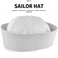 Adult White Sailor Hat Marine Unisex Gob Captain Navy Hen's Night Doughboy Cap thumbnail