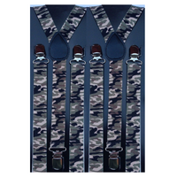 2x Mens Suspenders Braces Adjustable Strong Clip On Elastic Formal Wedding Slim - Army Camouflage thumbnail