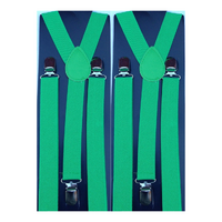 2x Mens Suspenders Braces Adjustable Strong Clip On Elastic Formal Wedding Slim - Green thumbnail