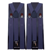 2x Mens Suspenders Braces Adjustable Strong Clip On Elastic Formal Wedding Slim - Grey thumbnail