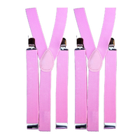 2x Mens Suspenders Braces Adjustable Strong Clip On Elastic Formal Wedding Slim - Lilac thumbnail