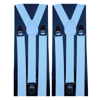 2x Mens Suspenders Braces Adjustable Strong Clip On Elastic Formal Wedding Slim - White thumbnail