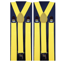 2x Mens Suspenders Braces Adjustable Strong Clip On Elastic Formal Wedding Slim - Yellow thumbnail