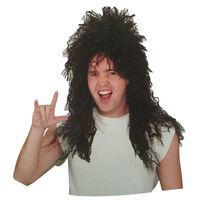 Mens Rock Hip Hop Wig Punk Rockstar 80s Party Costume Dude Bogan Curly thumbnail