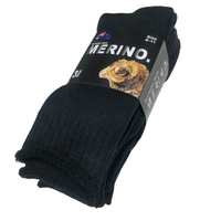3 Pairs MERINO WOOL SOCKS Mens Heavy Duty Premium Thick Work Socks Cushion - Black - 6-11 thumbnail