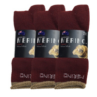 3 Pairs MERINO WOOL SOCKS Mens Heavy Duty Premium Thick Work Socks Cushion - Burgundy - 6-11 thumbnail