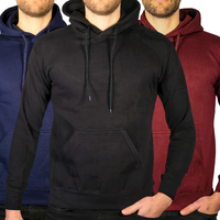 3x Adult Mens 100% Cotton Fleece Hoodie Jumper Pullover Sweater Warm Sweatshirt - S thumbnail