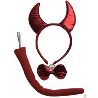3pcs Set Animal Costume Dress Up Party Bow Tie Tail Ears Book Week - Red Devil thumbnail
