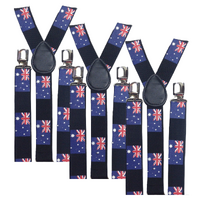3x Mens Suspenders Braces Adjustable Strong Clip On Elastic Formal Wedding Slim - Australia Flag thumbnail