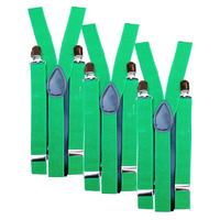3x Mens Suspenders Braces Adjustable Strong Clip On Elastic Formal Wedding Slim - Dark Green thumbnail