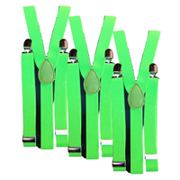 3x Mens Suspenders Braces Adjustable Strong Clip On Elastic Formal Wedding Slim - Fluro Green thumbnail