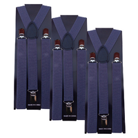 3x Mens Suspenders Braces Adjustable Strong Clip On Elastic Formal Wedding Slim - Grey thumbnail