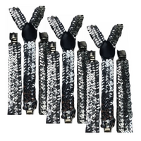 3x Mens Suspenders Braces Adjustable Strong Clip On Elastic Formal Wedding Slim - Silver (Sequin) thumbnail