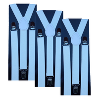 3x Mens Suspenders Braces Adjustable Strong Clip On Elastic Formal Wedding Slim - White thumbnail