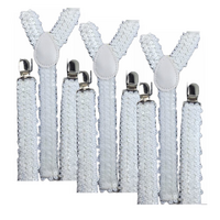 3x Mens Suspenders Braces Adjustable Strong Clip On Elastic Formal Wedding Slim - White (Sequin) thumbnail