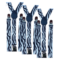 3x Mens Suspenders Braces Adjustable Strong Clip On Elastic Formal Wedding Slim - Zebra thumbnail