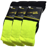 3x Pairs HI VIS SOCKS Workwear Work Safety Tradie High Visibility Fluro - Yellow - 11-14 thumbnail