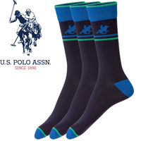Livergy Mens Crew Socks - Navy/Green - 1 Pack of 3 - EU 43-46 thumbnail
