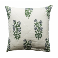 Kolka Iris Quilted Euro Sham Set Super Quality Cotton Quilted Front - Green thumbnail