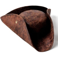 Durashape Brown Pirate Tricorn Hat Tri-Corner Faux Leather Captain Cowboy Costume thumbnail