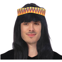 Mens INDIAN WIG Native American Fancy Dress Party Costume Hair Headdress thumbnail