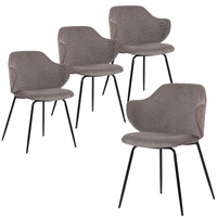 Set of 4 Dining Chairs with Corduroy Cord Fabric in Grey thumbnail