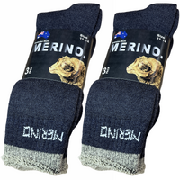 6 Pairs MERINO WOOL SOCKS Mens Heavy Duty Premium Thick Work Socks Cushion BULK - Navy Blue - 11-14 thumbnail