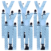 6x Mens Suspenders Braces Adjustable Strong Clip On Elastic Formal Wedding BULK - White with Black Polka Dot thumbnail