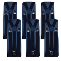 6x Mens Suspenders Braces Adjustable Strong Clip On Elastic Formal Wedding BULK - Black thumbnail