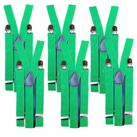 6x Mens Suspenders Braces Adjustable Strong Clip On Elastic Formal Wedding BULK - Dark Green thumbnail
