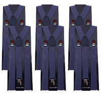 6x Mens Suspenders Braces Adjustable Strong Clip On Elastic Formal Wedding BULK - Grey thumbnail