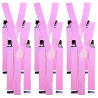 6x Mens Suspenders Braces Adjustable Strong Clip On Elastic Formal Wedding BULK - Lilac thumbnail