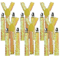6x Mens Suspenders Braces Adjustable Strong Clip On Elastic Formal Wedding BULK - Yellow (Sequin) thumbnail