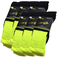 6x Pairs HI VIS SOCKS Workwear Work Safety Tradie High Visibility Fluro - Yellow - 11-14 thumbnail