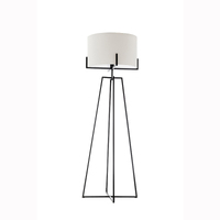 Modern Dimmable Floor Lamp w/ Linen Shade Designer Bedroom Lighting - Matte Black thumbnail