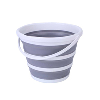 10 Litre Foldable Collapsible Bucket Silicone for Home/Hiking/Camping/Fishing - Grey/White thumbnail