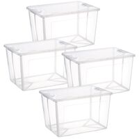 4x 37 Litre Modular Clear Foldable Storage Box with Lid Plastic Tub Collapsible thumbnail