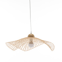 Sophia Natural Hand-Woven Bamboo Wave Pendant Lamp - Small thumbnail