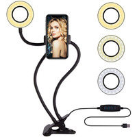 Professional Live Stream Ring Light with Phone Mount Holder Selfie USB Lighting thumbnail
