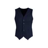 Mens Peaked Vest Waistcoat w/ Knitted Back Suit Formal Wedding Dress Up - Navy - 127 thumbnail