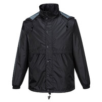 HUSKI STRATUS RAIN JACKET Waterproof Workwear Concealed Hood Windproof Packable - Black - 5XL thumbnail