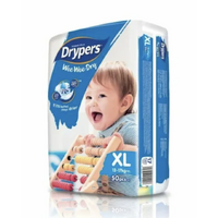 50pk Drypers Wee Wee Dry Disposable Diapers Nappies Nappy - XL 12-17kg thumbnail